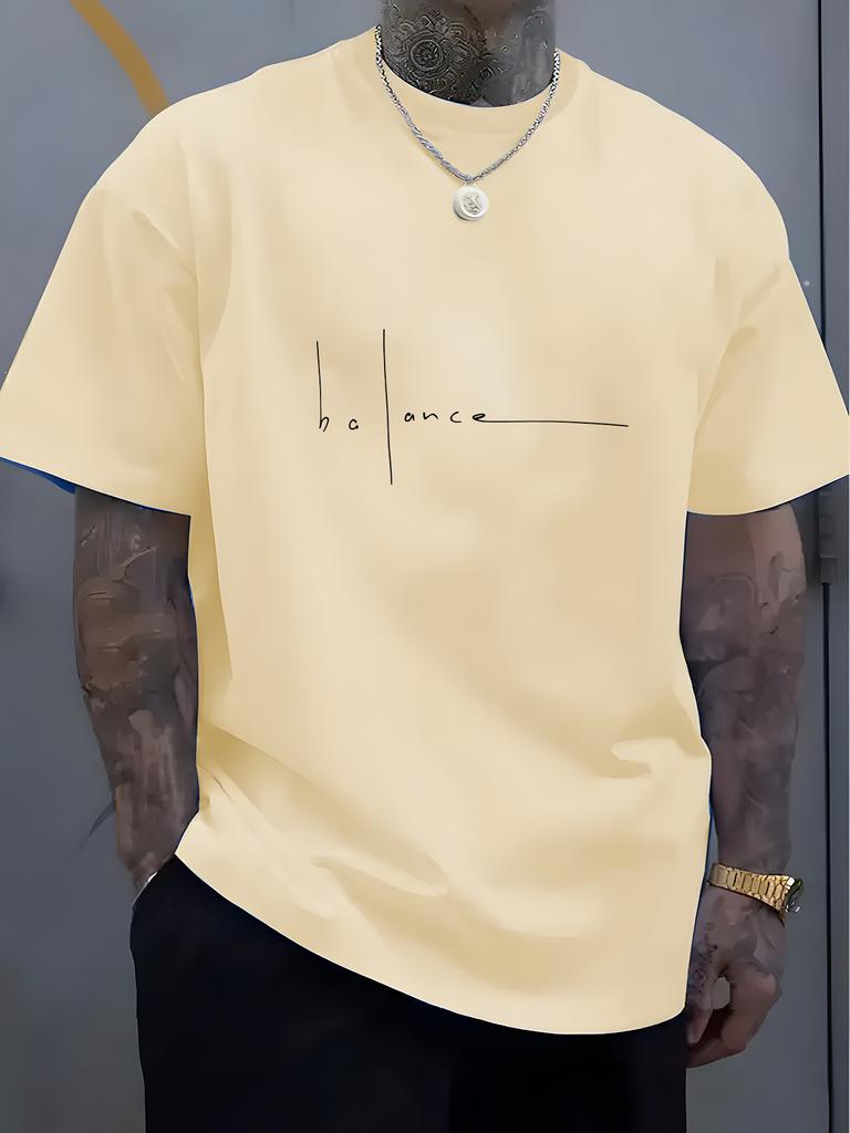 2026 Summer Mens ShortSleeved 100 Cotton Simple Letter Pattern Casual LooseTee Shirt