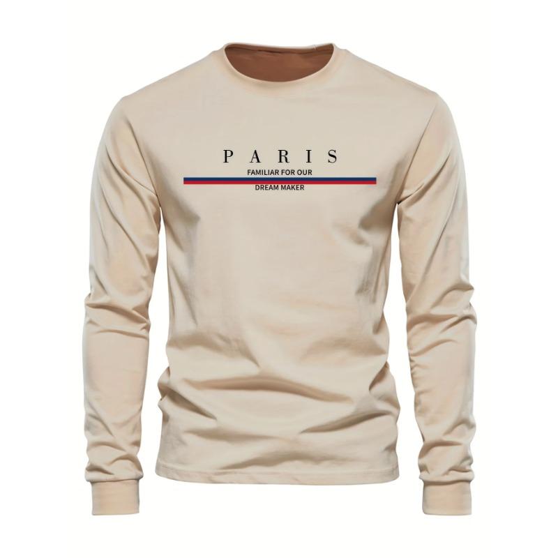 Men's Paris Print SWEATS Hoodies  Loose Fit Print Casual Round Neck Top Men's Autumn Winter Warm Round Neck Hoodie Pullovers & Long Sleeves Men’s