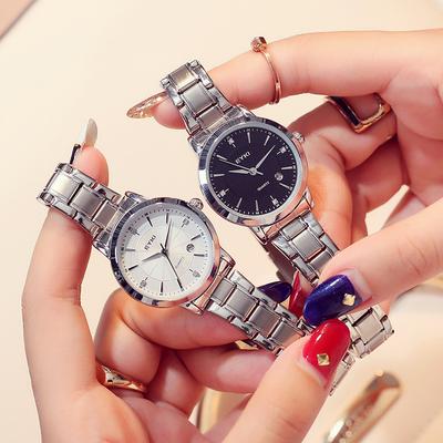 Quarzuhr Mode Paar Neu Koreanische Version Edelstahl Business Kalender Herrenuhr Diamant Damenuhr