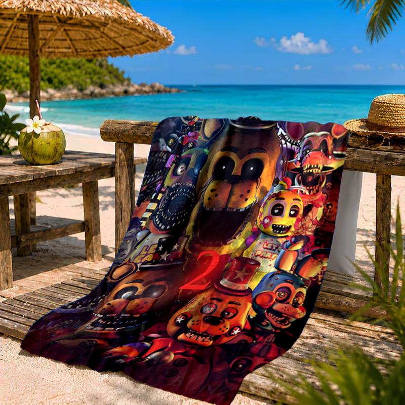 Fnaf Horror Zirkus Strandtuch Mikrofaser Strandtuch, Leicht und Schnelltrocknend, für Sommerreisen, Schwimmbad Fan Geburtstagsgeschenk