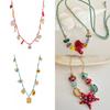 Geometric Copper Pendant Necklace With Colorful Dangle Charms For Unisex Fashion Accessory