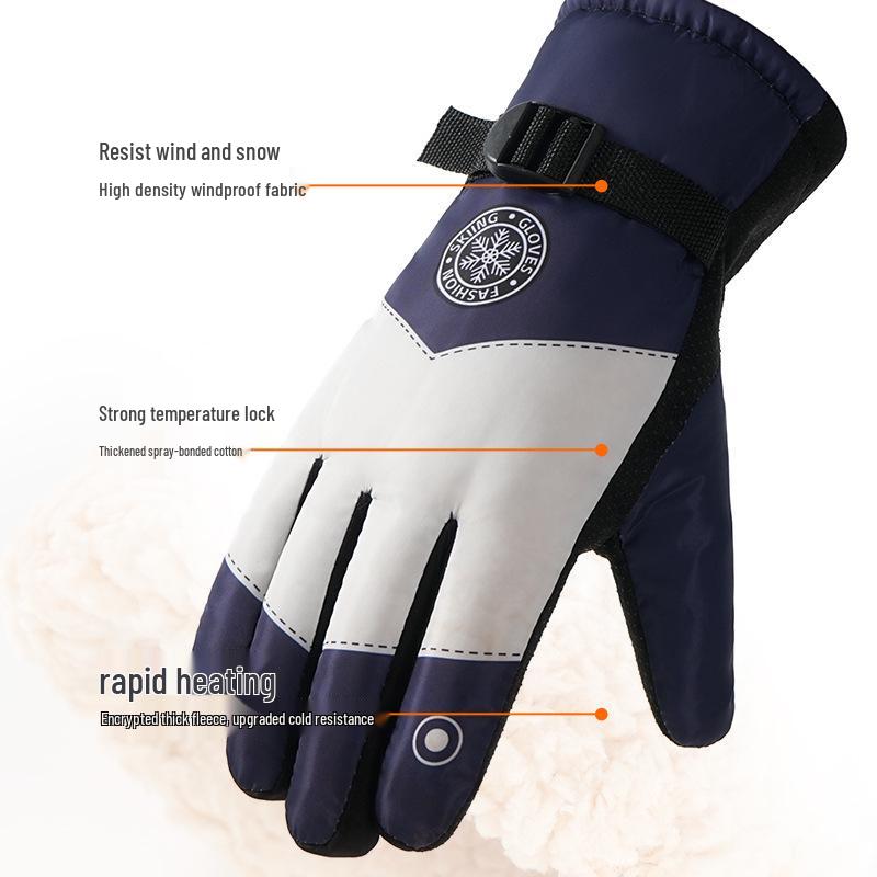 Winter Motorcycle Ski Gloves - Fleece Lined, Thick, Warm, for Cold Weather Riding
