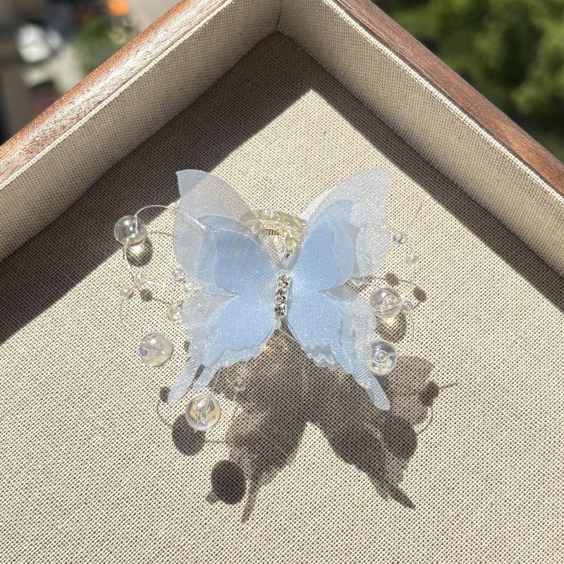 Organza Butterfly Claw Clips for Women Sparkly Beaded Hair Clamps,Prom Wedding Daily Hair Accessories Girl Hair Accessoires