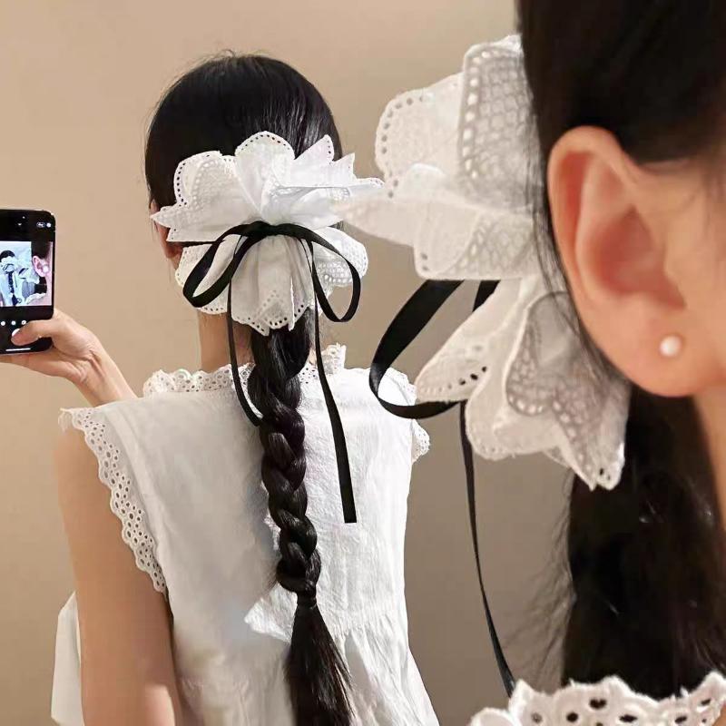 Französisch-Stil Weiße Blume Spitze Pferdeschwanz Haarnadel Für Damen Mädchen Süße Haar-Klammern Kopfschmuck Mode Vielseitige Haar-Accessoires