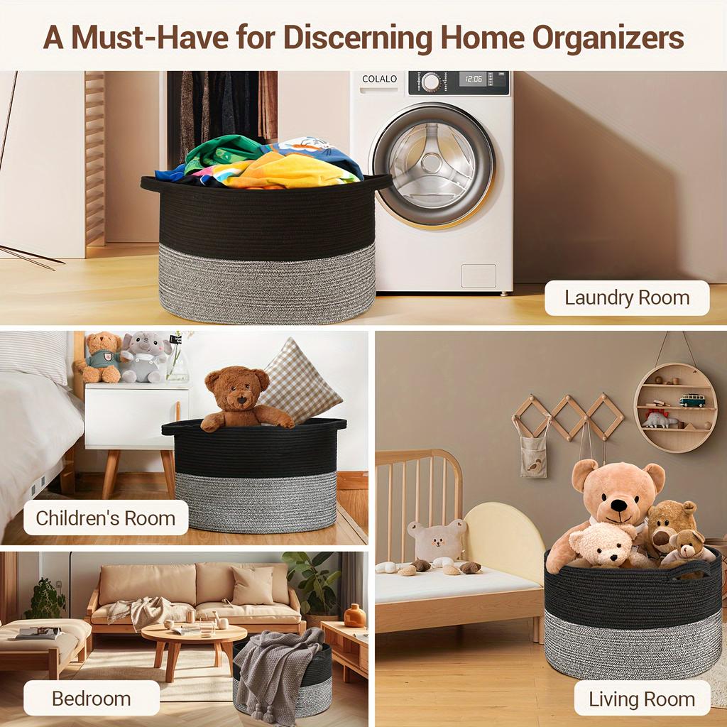 Großer Deckenkorb, gewebte Körbe für Decken, Überwürfe, Spielzeugkorb, Wäschekörbe, Aufbewahrungskorb für Handtücher, Windeln, Wäschekorb, Regalkörbe