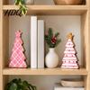 Holiday Party Centerpieces Pink Christmas Tree Wooden Figurine Snowflake Polka Dot Tabletop Decor Romantic Decorations Festive Home Ornament