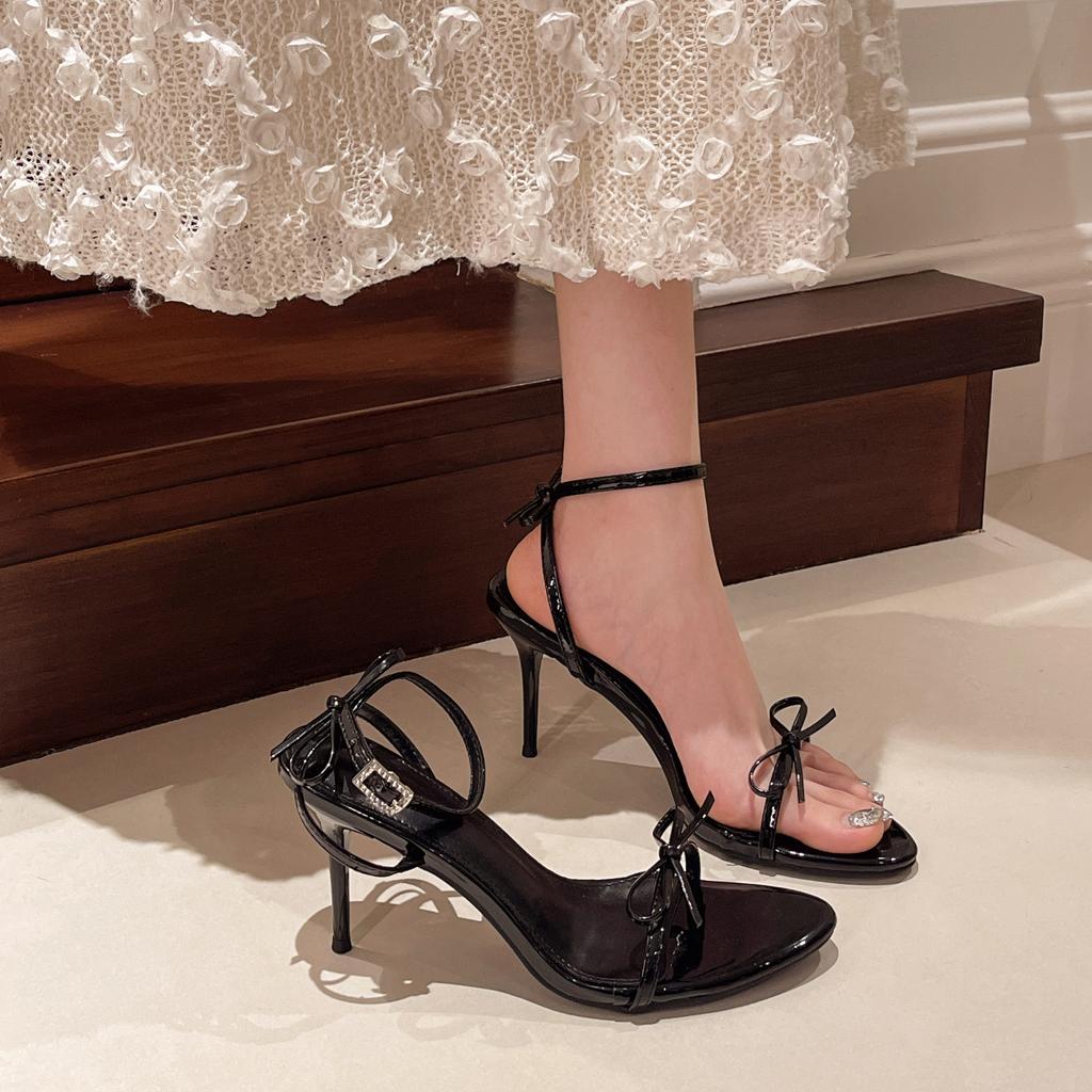 Fashion Summer 2025 Fashion Bowknot High Heel Shoes Women Open Toe Shoes Dresses Sandals Summer Women Elegant Thin Heel Sandals 125