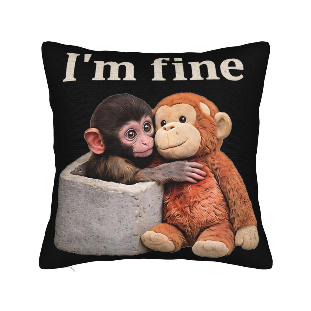 Baby Monkey Punch Pillowcase Soft Fabric Cushion Cover Decorations Pillow Case Cover Home Square 18''