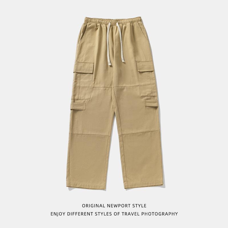 Men's clothing, trendy brand tooling casual pants men's spring new loose retro multi-pocket design trousers