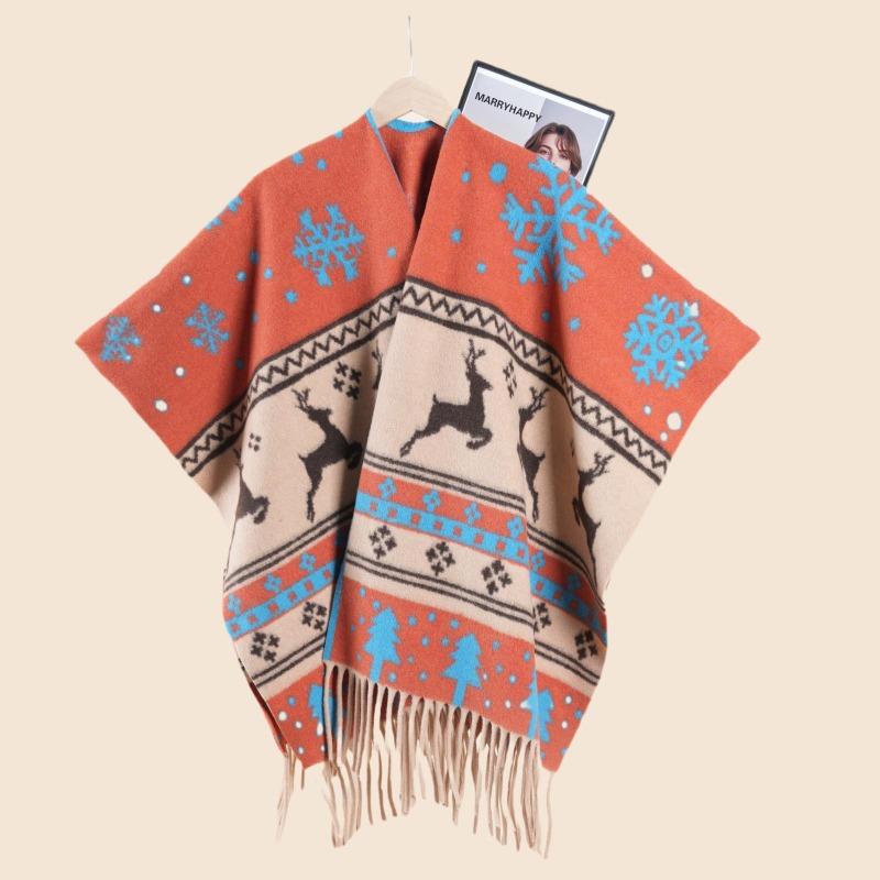 Simple and High-end Shawl Grassland Yunnan Shawl Cape with Cape Imitation Cashmere Scarf