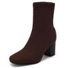 Green Women's Ankle Boots 2025 Autumn Winter Block Heels Short Socks Boot Black Pink Blue Party Shoes Female Large Size 48