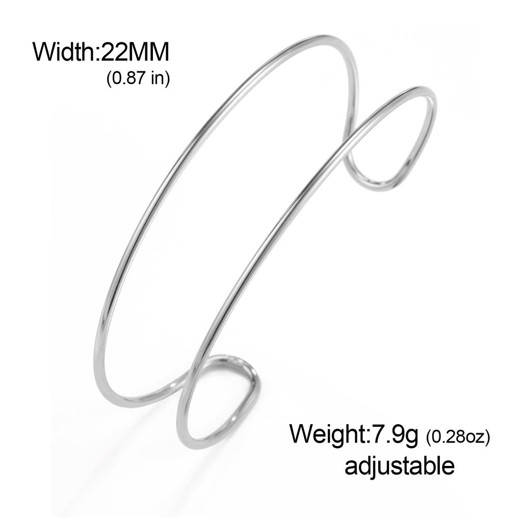 Double Layer Cuff Bracelet Women Stainless Steel Gold Open Bangle Minimalist Geometric Jewelry Gift