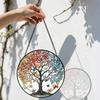 2D Flat Stained Glass Tree of Life Window Decoration, 6.3/7.87inches Colored Glass Plate with Chain, Charming Indoor/Outdoor Sun Catcher Home Garden
