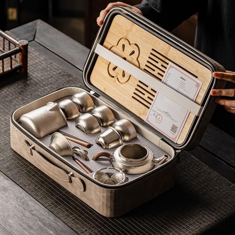 Pure Titanium Tea Set Household New High-end Brewing Teapot Kung Fu Cup Plate Gift Box Holiday Gift