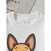 European Sizes Girls' Crewneck Sweatshirt Cute Dog Sitting Happy Expression, Spring And Autumn, Sportswear And Casual, Soft, for Kids & Teens.
