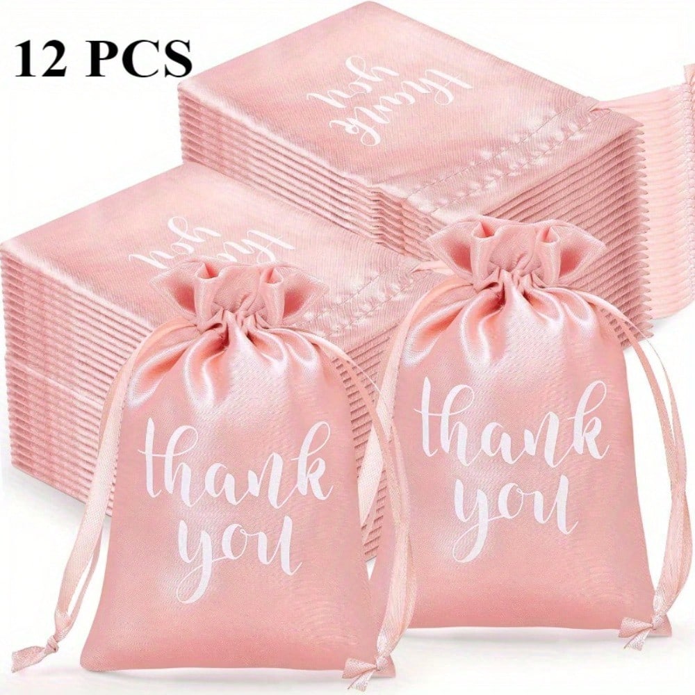 

12 шт. атласных подарочных мешочков, мешочков для ювелирных изделий, мешочков для свадебных подарков, мешочков для подарков на день рождения, праздничные подарочные мешочки для вечеринок Other розовый