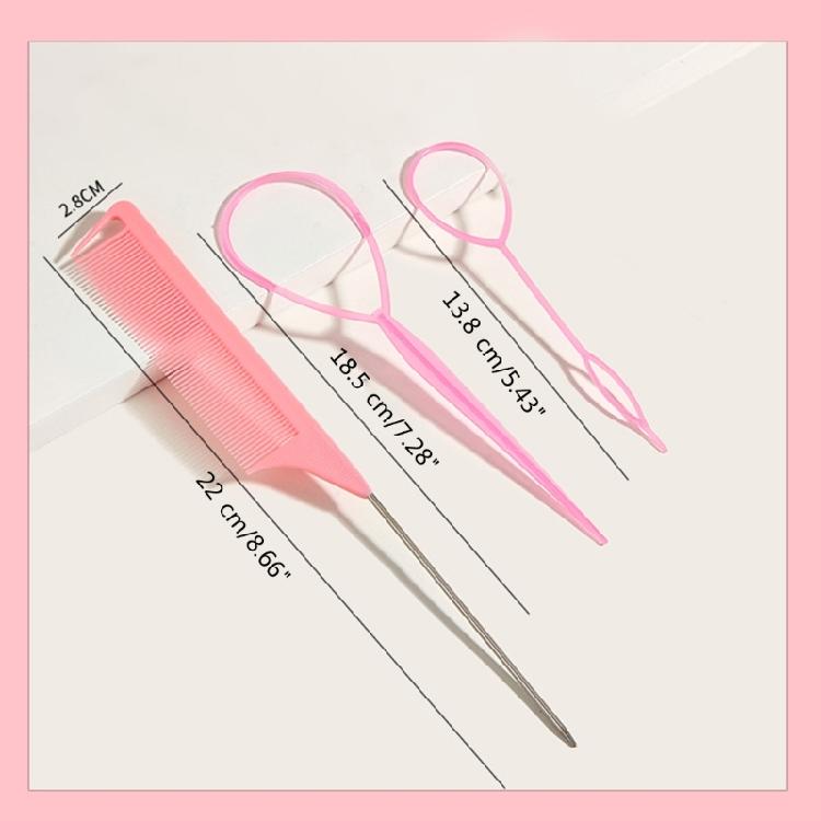 3pcs Hair Tail Tools Set with French Braid Tool Loop  Tail Comb for Women