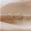 New Exquisite Shiny Zircon Heart Flower Earrings Korean Elegant Square Geometric Crystal Earrings for Women Fashion Zircon Gift