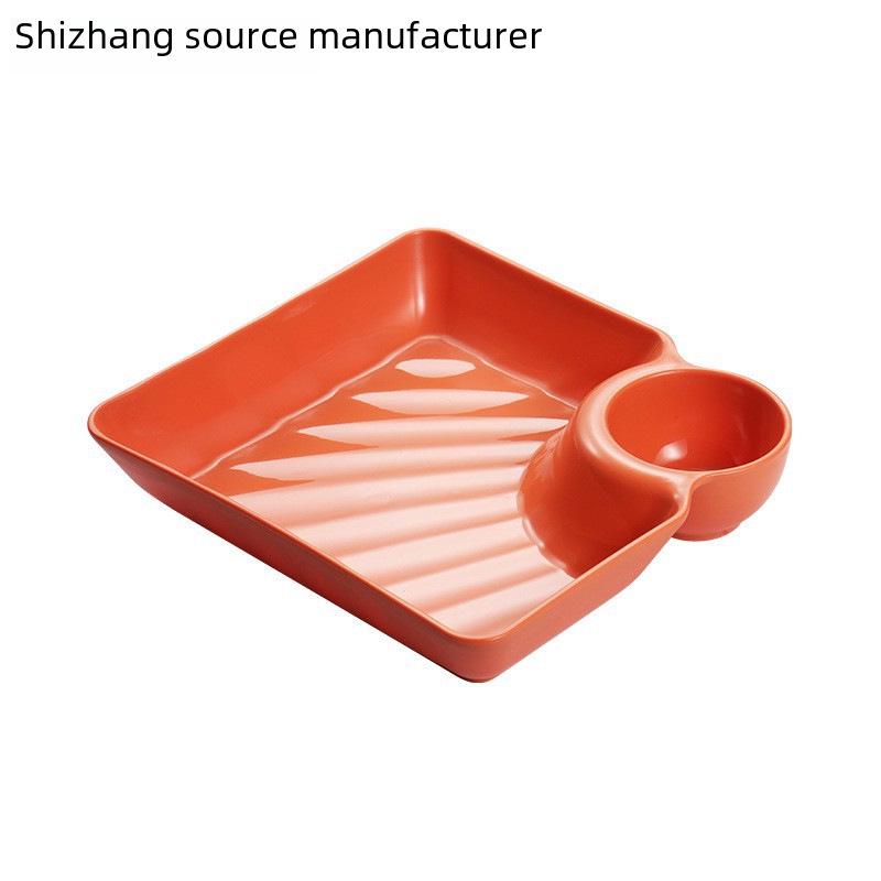 Japanese Creative Plastic Dinner Set: Dumpling, Fried Chicken, & Dipping Sauce Plates with Vinegar Dish