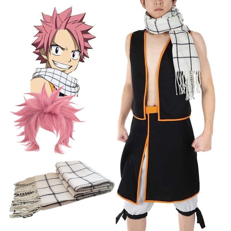 Natsu Tail Fairy Dragneel Cosplay Top Skirt Scarf Full Set Halloween Costume