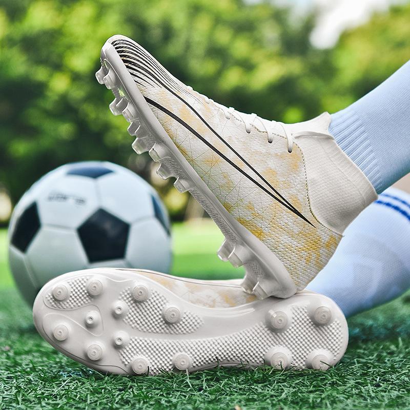 Spike football shoes children's leather foot sports shoes men's boots foreign trade high top large size 46 47 sneakers