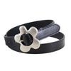 Imitation Leather Women Belt Metal Flower Pin Buckle Adjustable Design