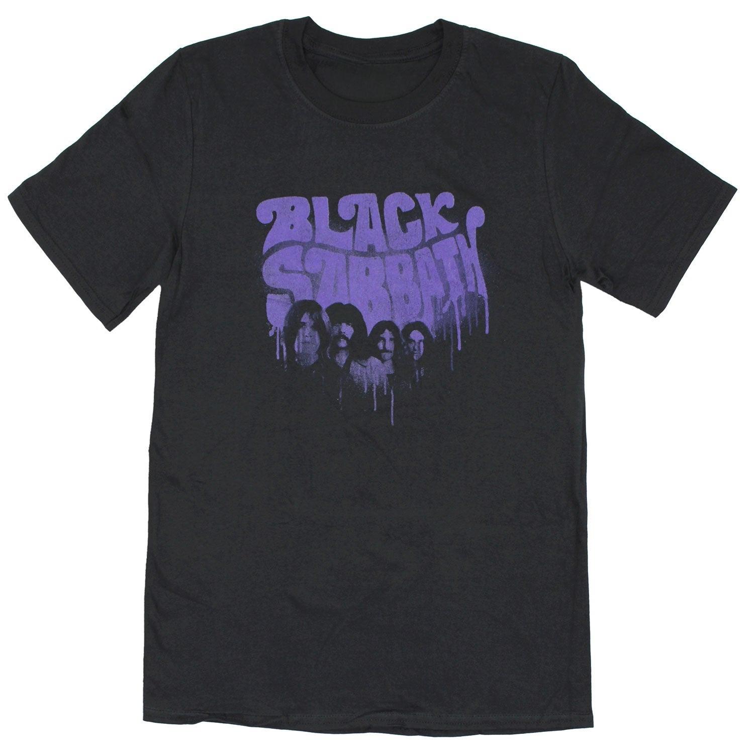Black Sabbath Faded Distressed Purple Graffiti Logo Casual TShirt Mens and Womens Luxury Brand Top M