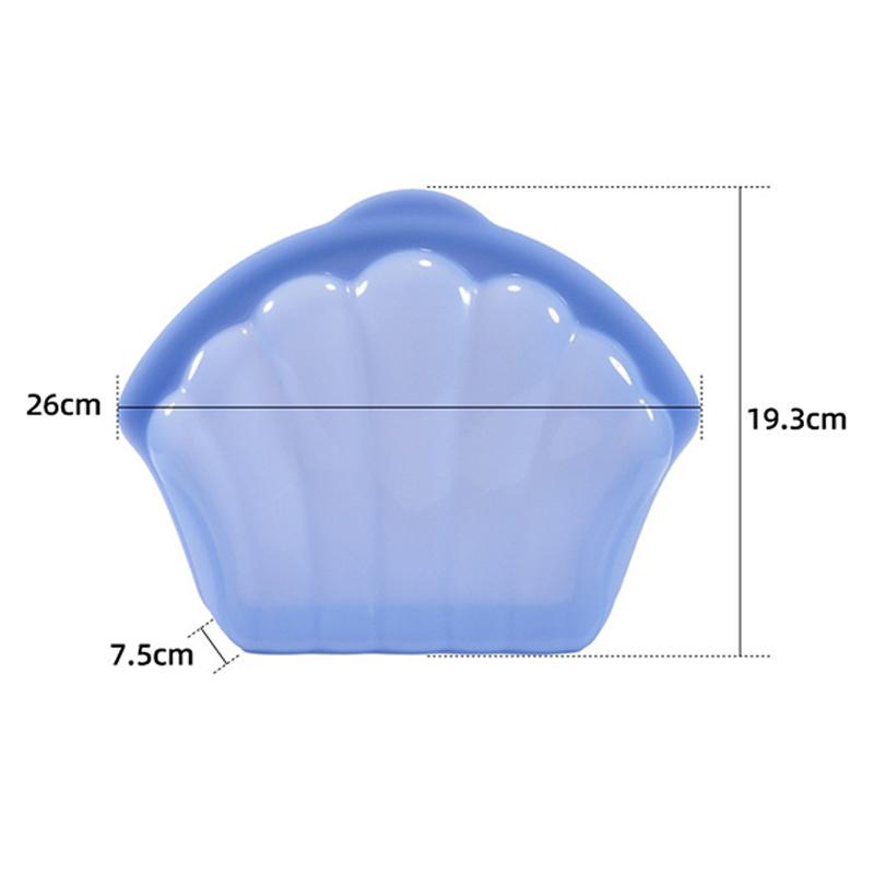 

1/2Pcs Shells Shape Silicone Fresh-Keeping Bag,Reusable Food Grade Ziplock Container For Home Kitchen Refrigerator Storage L синий