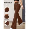 2026 New Solid Color Casual High-Waisted Yoga Pants for Women, Stretchy Sports Flared Pants