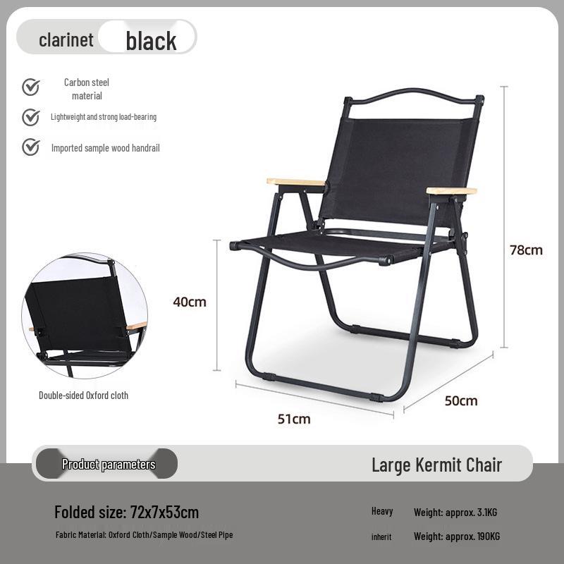 Carbon Steel Camping Folding Table & Kermit Chair Set - Metal Outdoor Roll-up