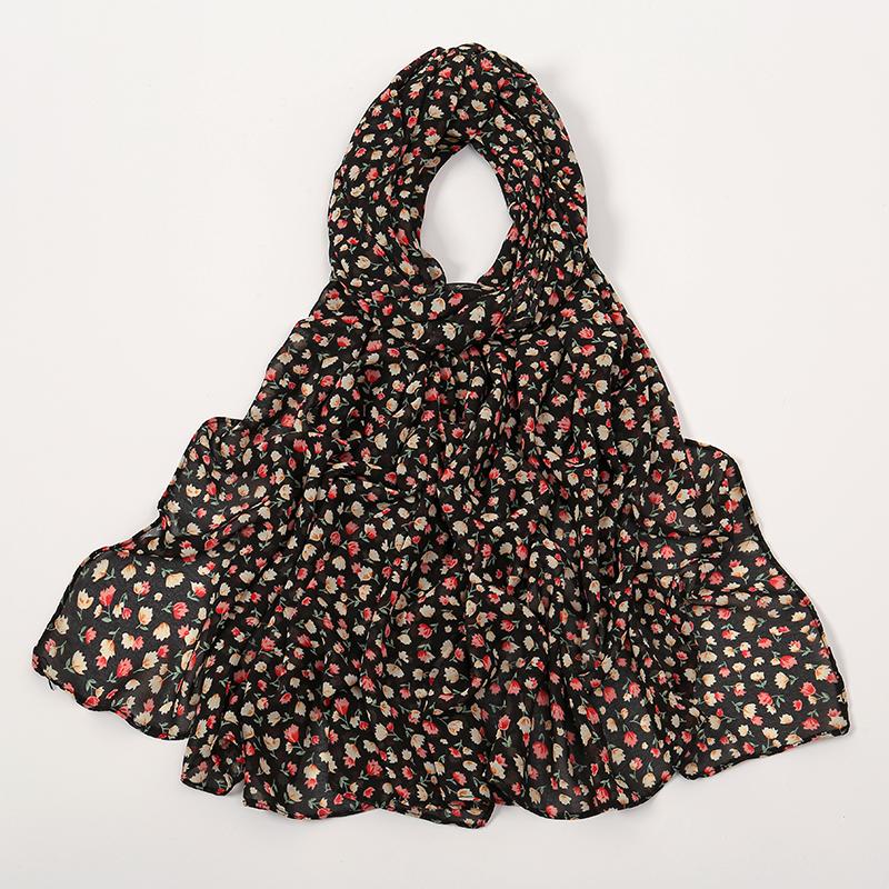 Modischer Blumenmuster Chiffon Schal Für Muslimische Frauen Chiffon Hijab Mode Damen Elegante Lange Schals Wickeltücher Fabrik