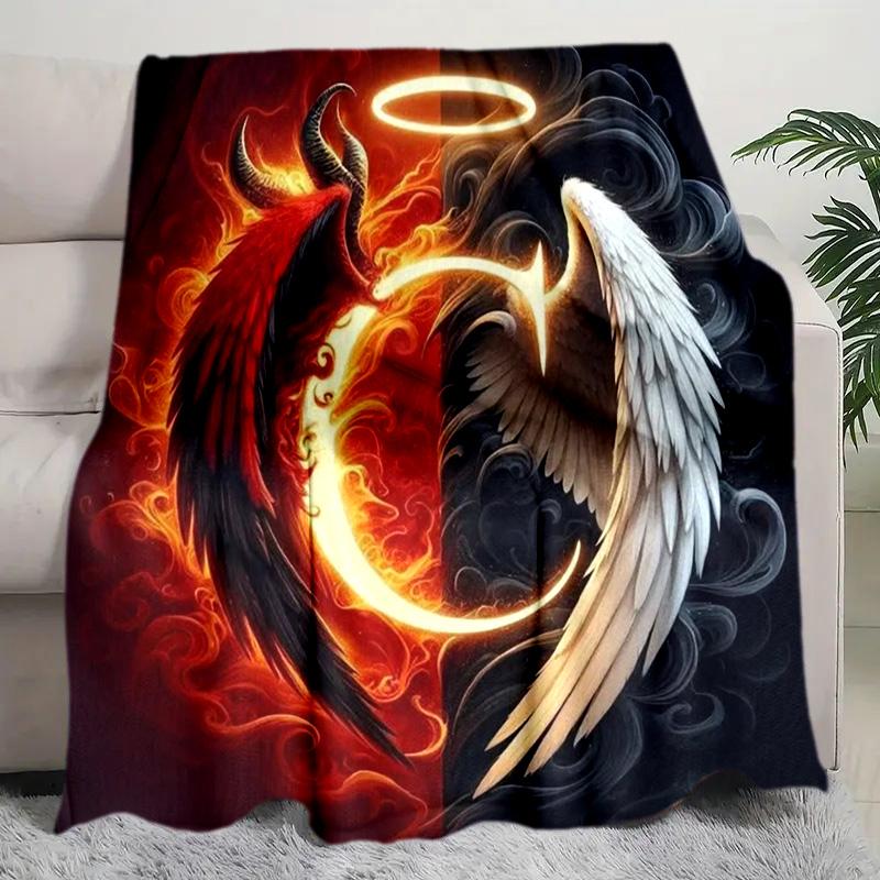 Angel Devil Fantasy Art Print Blanket Soft Comfortable All Seasons Couch Office Nap Travel Blanket Birthday Gift Christmas Present