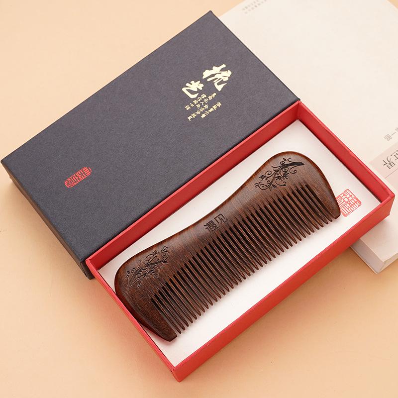Black Gold Sandalwood Comb Set: Meridian Massage Hair Care & Creative Gift for Mom