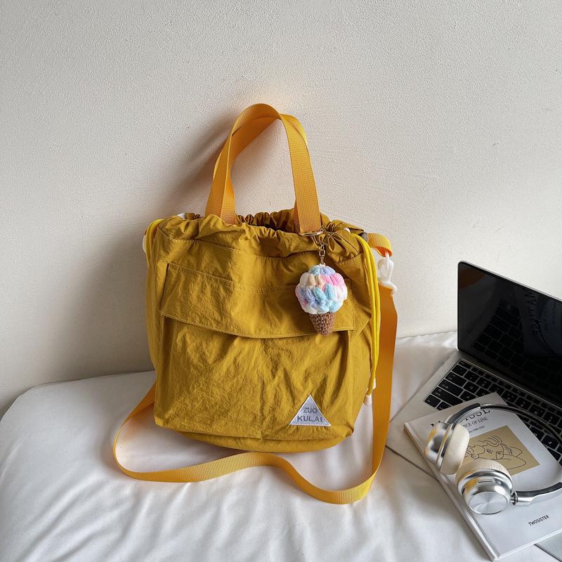 Large capacity Drawstring Bucket Bag SuperLight Style Lady Small Satchel Leisure Multi Pocket Shoulder Messenger Bag