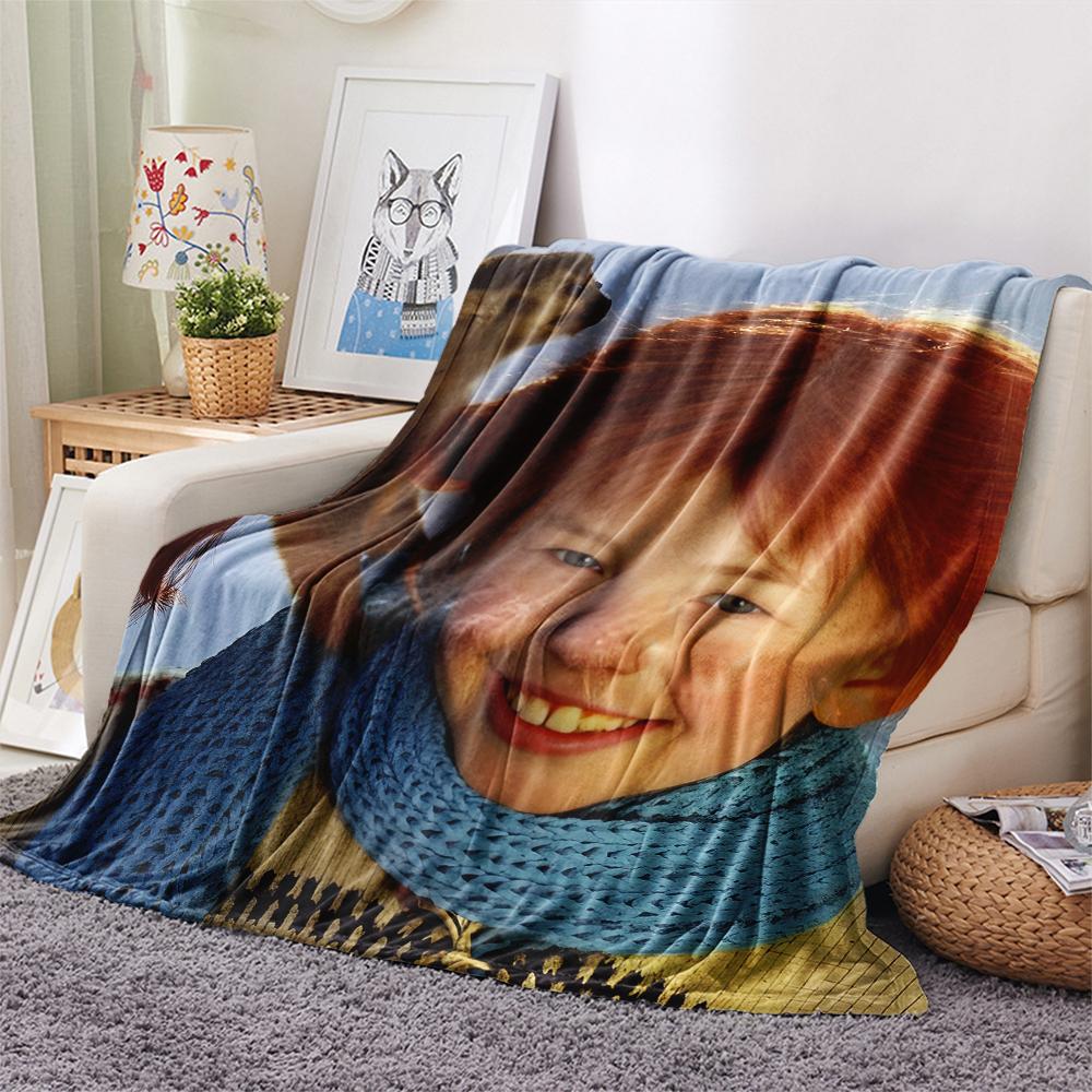1pz Coperta in Flanella con Stampa Pippi Calzelunghe, Alta Qualità per Tutte le Stagioni, Decorazione per la Casa, Calore e Comfort, Perfetta per Regali di Natale