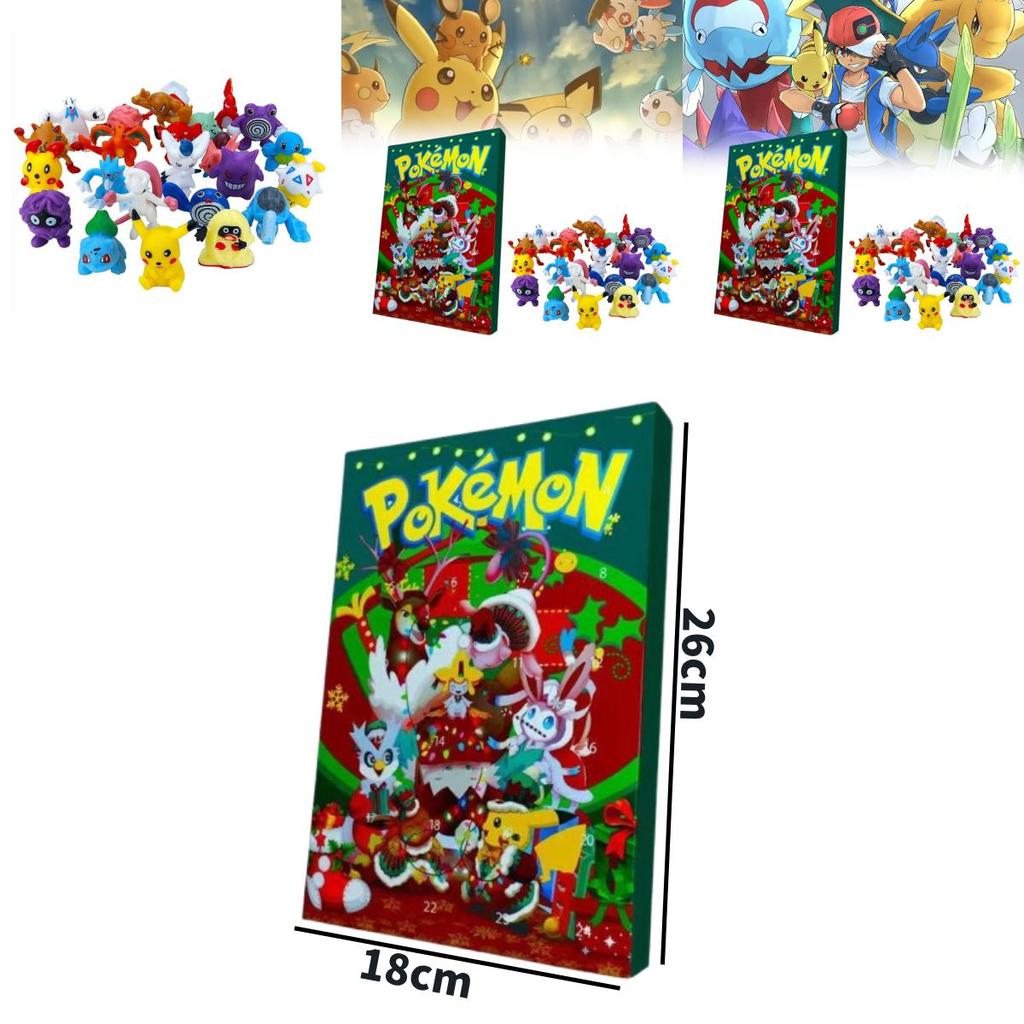 Pokemon Weihnachts-Countdown-Kalender mit 24 Plastikspielzeugen für Kinder und Sammler