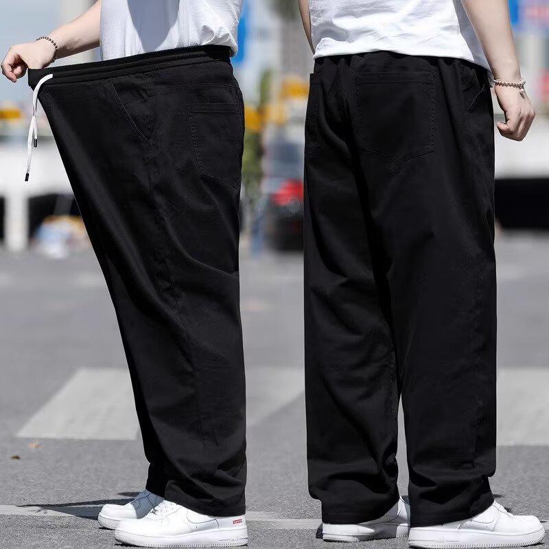 

Men s Plus Size Elastic Casual Pants - Loose Straight Leg for Spring/Summer 2XL чорний