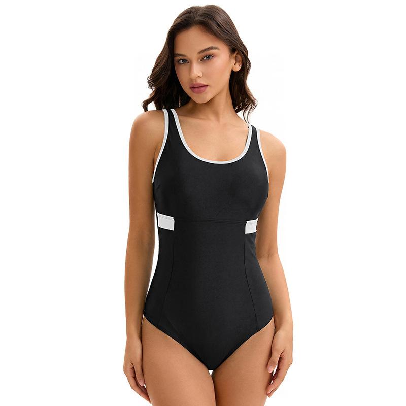 European and American one-piece swimsuit women s conservative sports sexy back triangle swimsuit S