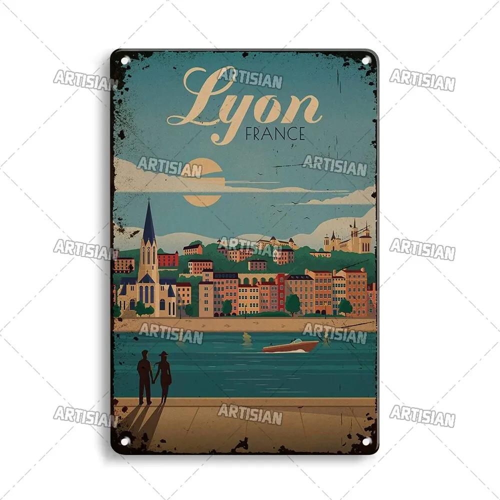 Vintage France Metal Sign  Funny Tin Travel Plaque for Home Bar Cafe Wall Decor  Rustic Metal Plate