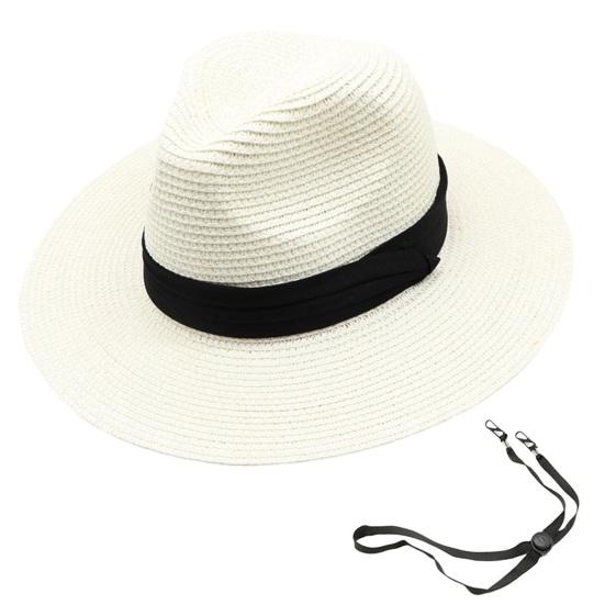 Beach Sun Straw Hat for Women Wide Brim Sun Protection Woven Hat Summer Foldable Packable Roll Up Cap for Travel