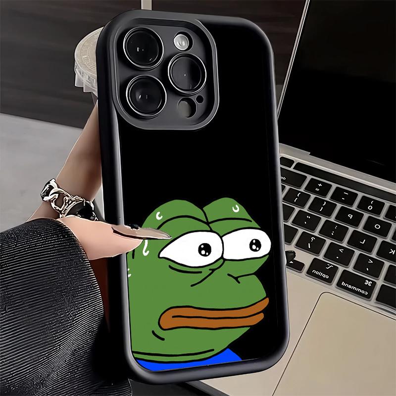 

Phone Case for iPhone 17 Air 16E 15 16 Pro Max Funny Sad Forg P-Pepe Meme Cover 14 Plus 13 12 Mini Soft Shell Silicone Fundas iPhone 15