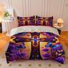 2/3pcs Purple Rose and Cross Butterfly Printed Quilt Cover Set, HD Digital Printed Quilt Cover Set Contains Quilt Cover