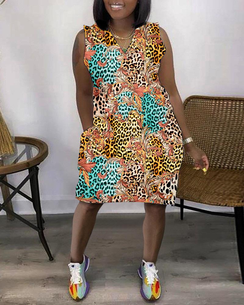 Foreign Trade Cross-border 2026 New Cross-border 3D Printing Outdoor Fashion Casual Loose Large Size Women's V-Neck Sleeveless