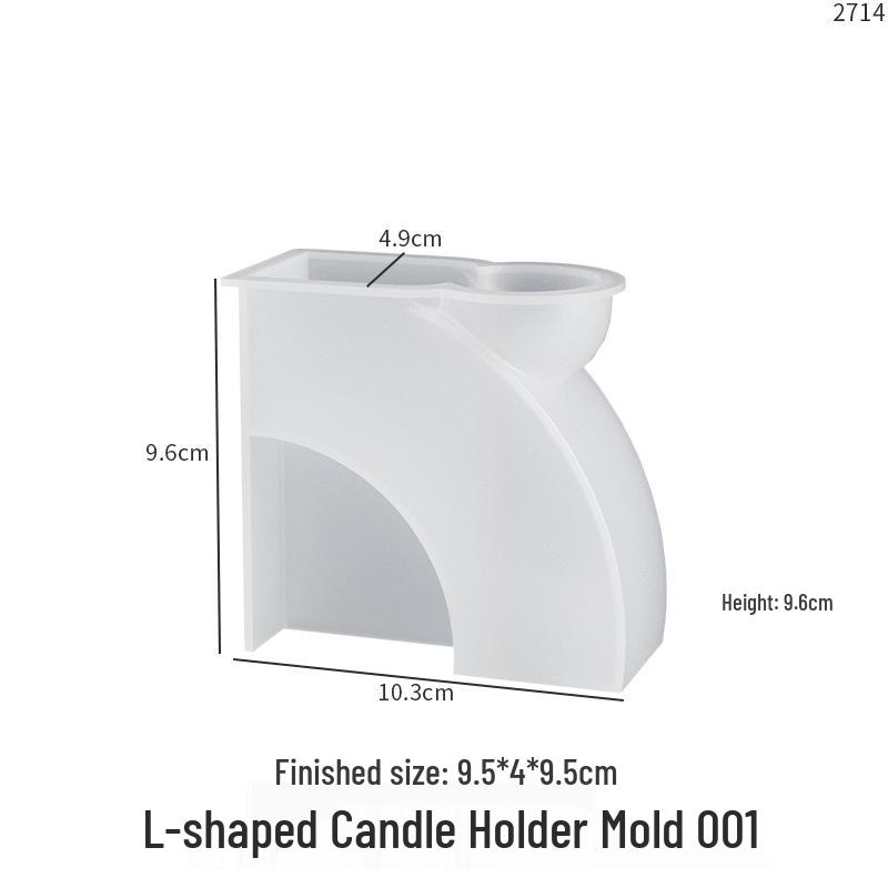 Poppy Crystal Epoxy Resin Geometric L-Shaped Candle Holder Mold for DIY Cement Plaster Display Table