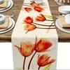 Tulip Linen Table Rustic Farmhouse Style Table Runner 13X70 Inch,Kitchen Dining Table Decoration for Indoor Outdoor Home