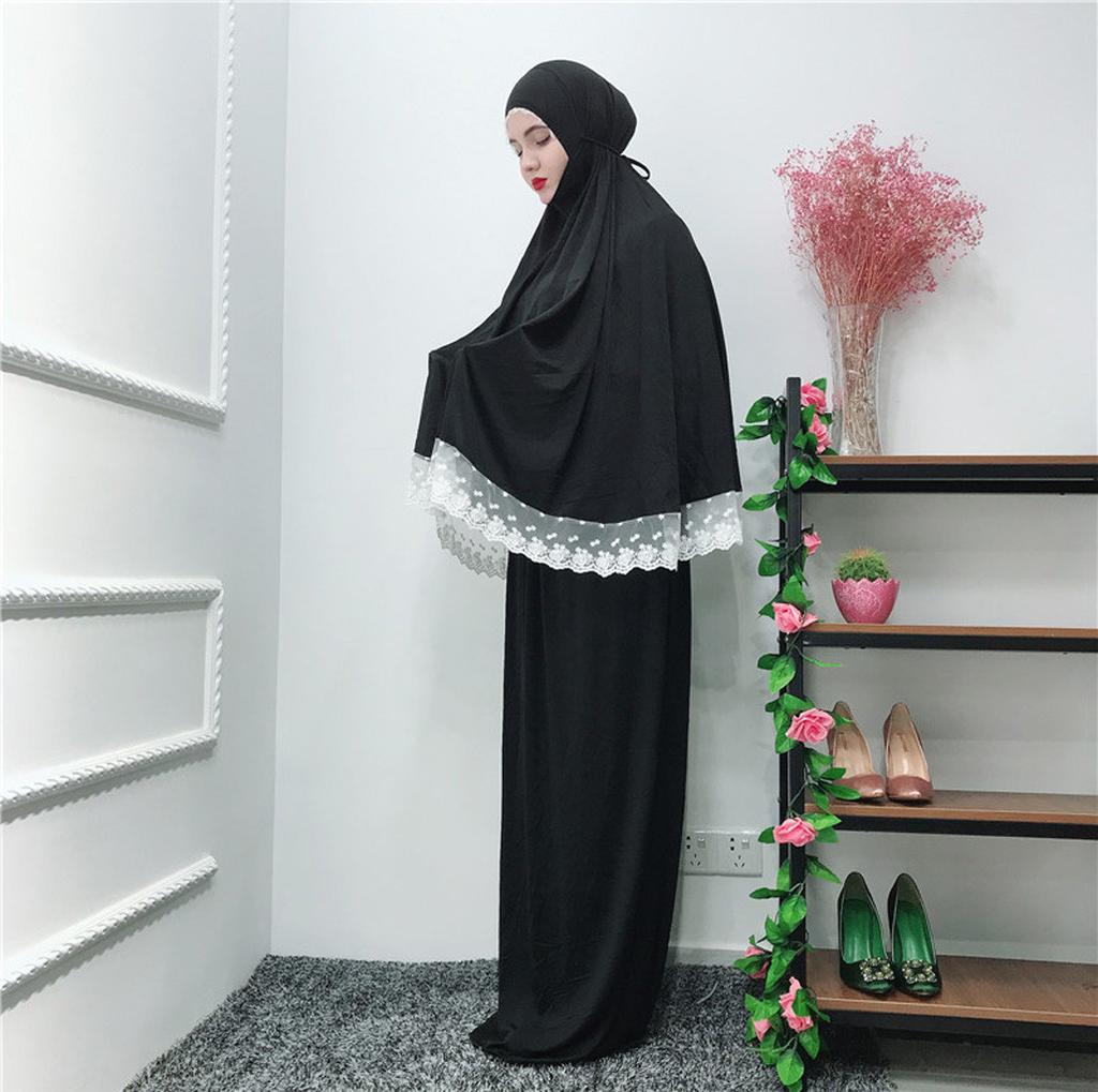 Muslim Women Ouble-Layered Large-Scale Mosque Lace Robes Dubai Cardigan Ramadan