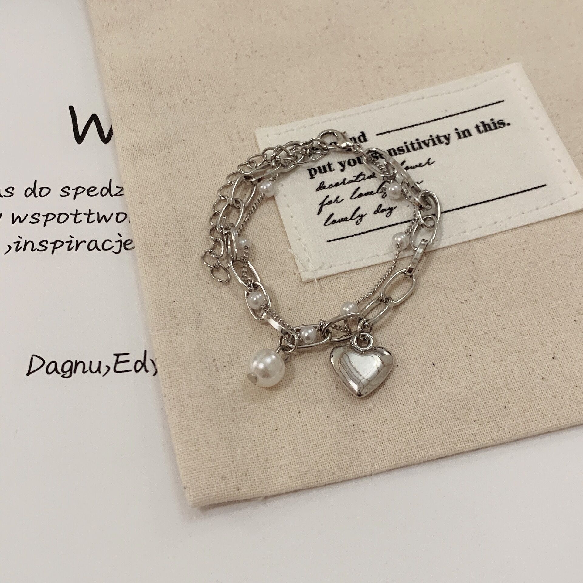 

Fashion Chain Love Pearl Double Layer Bracelet Pretty Peach Heart Pendant Bracelet Women Birthday Gift Zircon Accessories мідний