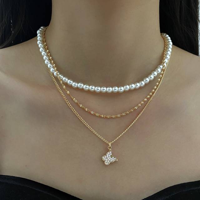 SE ME Collana con Ciondolo Farfalla Colore Argento Vintage per Donna Uomo Collane Catena Cubana Hip Hop di Tendenza Gioielli Accessori Regalo
