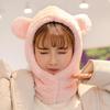 Casual Cute Bear Ear Hat Scarf Cartoon Windproof Winter Warm Hedging Cap Korean Style Solid Color Hat Scarf Travel
