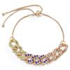 Accessories, simple temperament square hollow jewelry women, colorful micro-inlaid Cuban chain adjustable bracelet